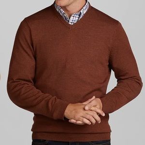 JOS.A.Bank  Men's-L  Brown Pima Cotton V-neck Sweater